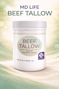 MD Life Grass Fed Beef Tallow 1lb Cooking Fat Keto High Smoke Point 16oz